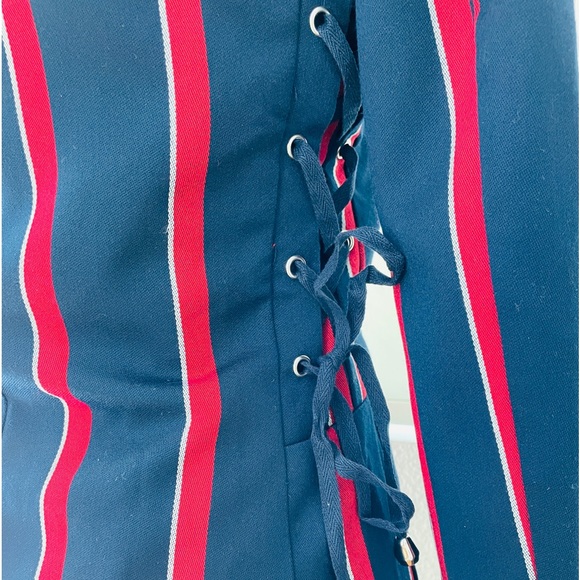 ROMEO & JULIET NWT $260 Lace-Up Striped Fitted BLAZER Small - Picture 3 of 14